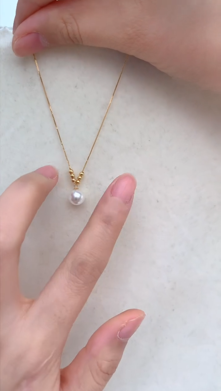 【闪购商品】海水珍珠项链18K金镶嵌8-9极光天女6+1