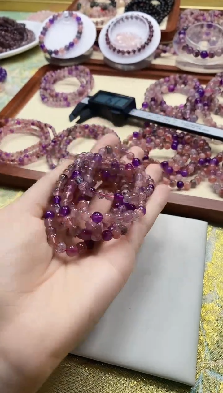 【闪购商品】水晶手串未镶嵌 高阶超七黑加仑6mm 多样性发一