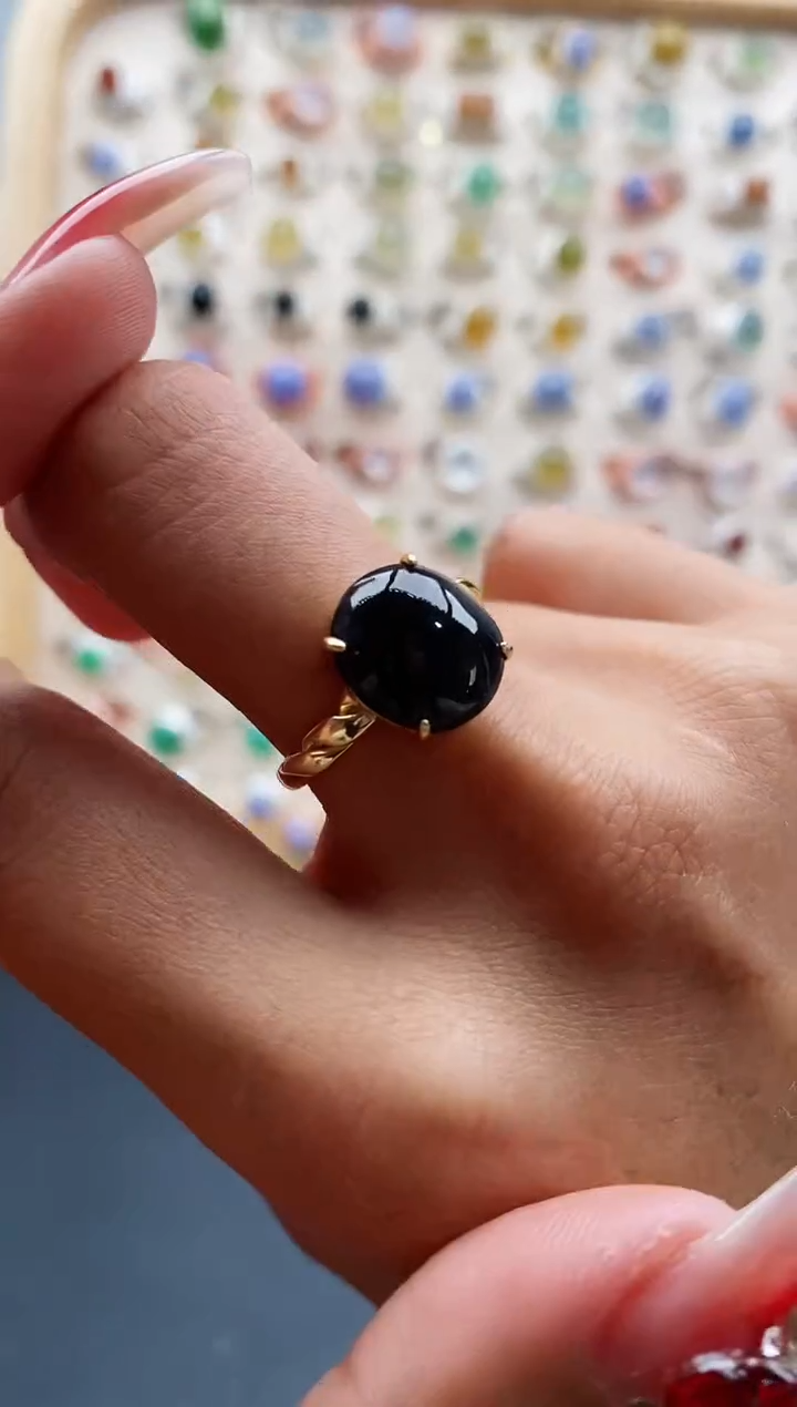 【闪购商品】翡翠戒指银S925镶嵌缅甸天然A货翡翠222 3+10