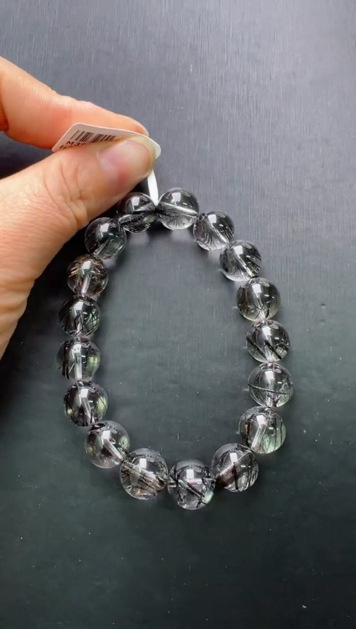 【闪购商品】水晶单圈未镶嵌黑发晶手串12m+ M30684