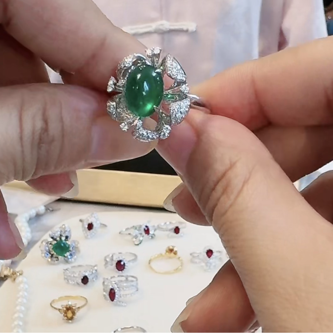 天然祖母绿 戒指 