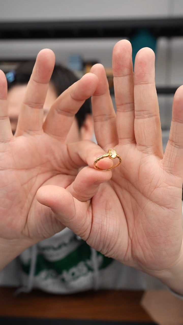 银S925镶嵌戒指水晶DS1001黄水晶开口戒指