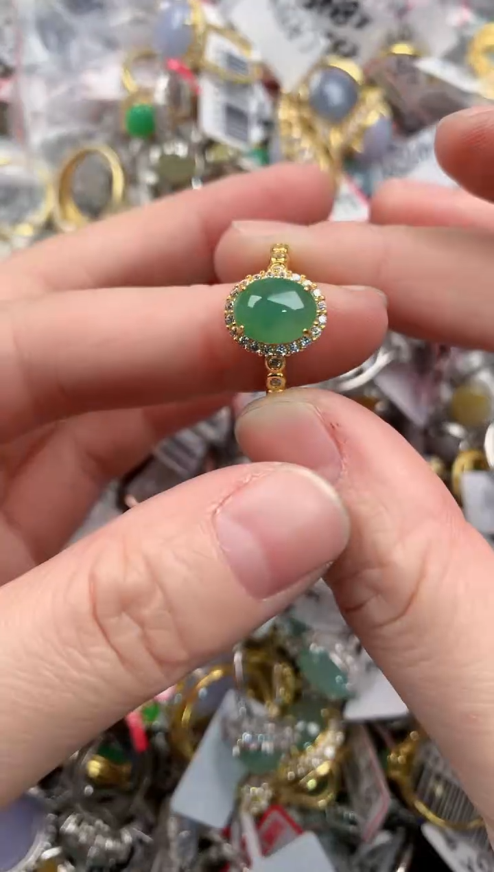 银S925镶嵌戒指翡翠777    5