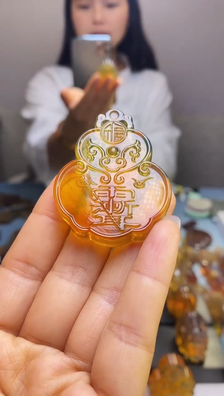 【闪购商品】琥珀颈饰未镶嵌SN6-46（紫薇讳葫芦）