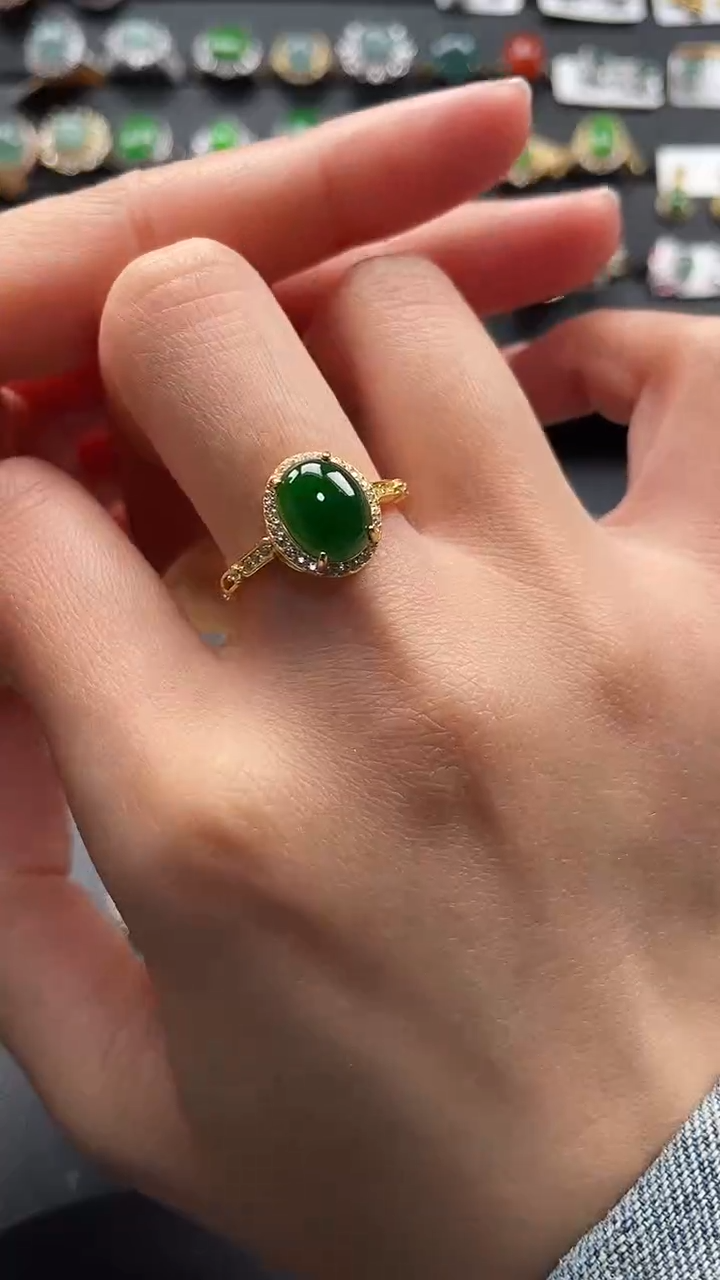 【闪购商品】翡翠戒指银S925镶嵌653653