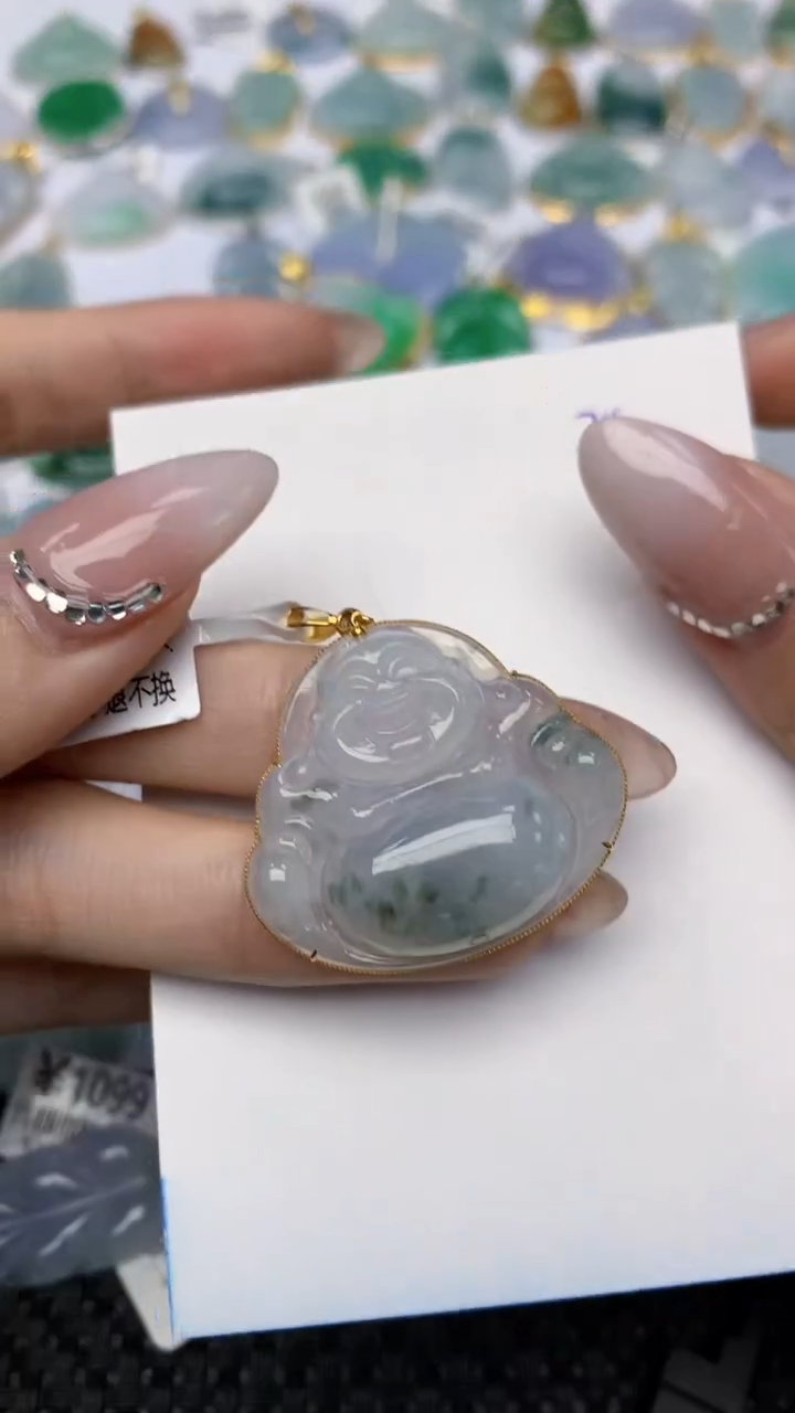 【闪购商品】翡翠颈饰18K金镶嵌 天然翡翠A货