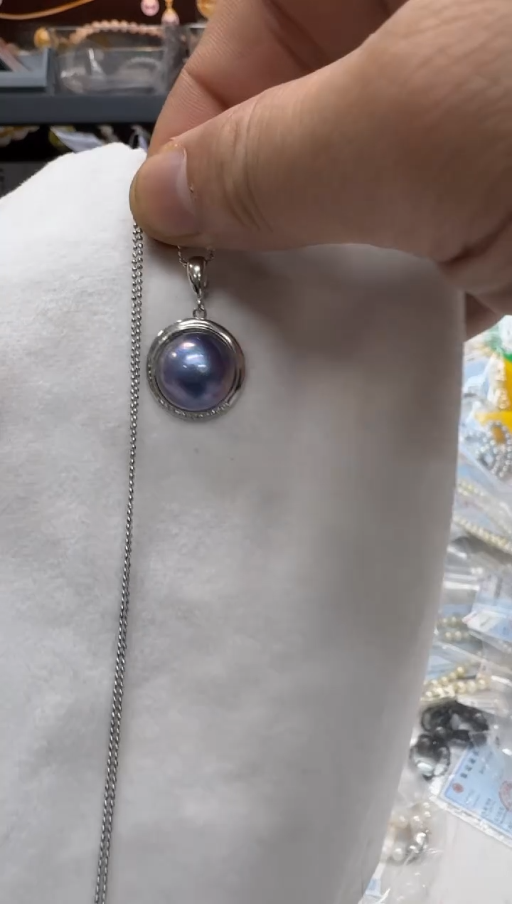 【闪购商品】拼合珍珠（马贝珠）吊坠(赠链)银S925镶嵌16-17mm