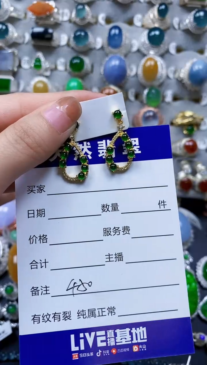 【闪购商品】翡翠耳饰银S925镶嵌0450