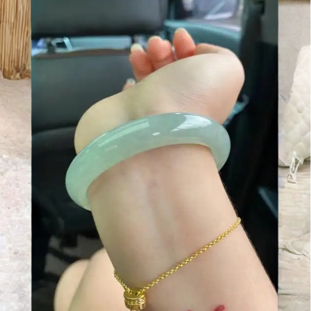 翡翠圈口61mm以上女绿色甜美简约时尚玉镯子美人镯