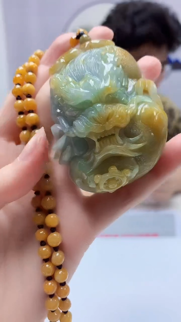 【闪购商品】定制翡翠未镶嵌4688zm-毛货挂件龙牌414