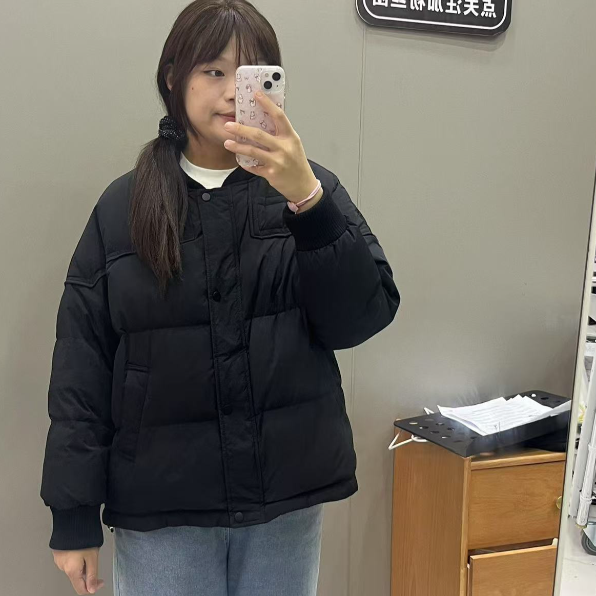 简约棒球领羽绒服大码女130-210斤可爱三防保暖短款加肥加大显瘦