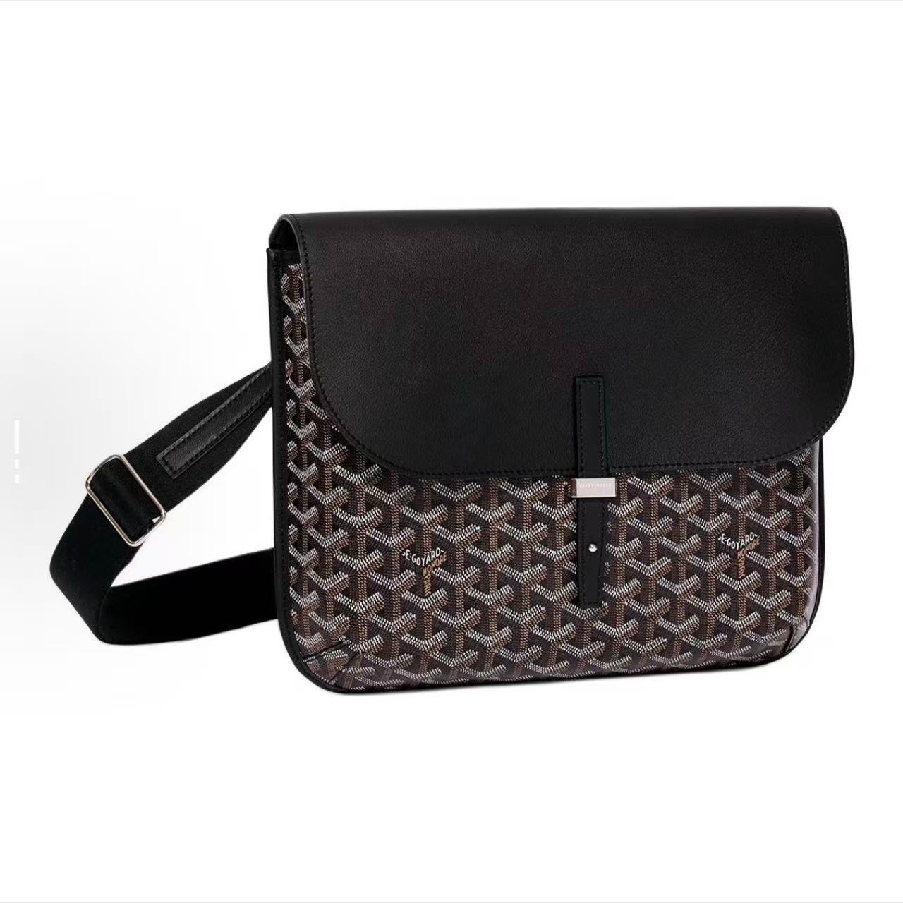 未使用 Goyard 新款COURSIER黑棕色 Y字老花邮差斜挎包