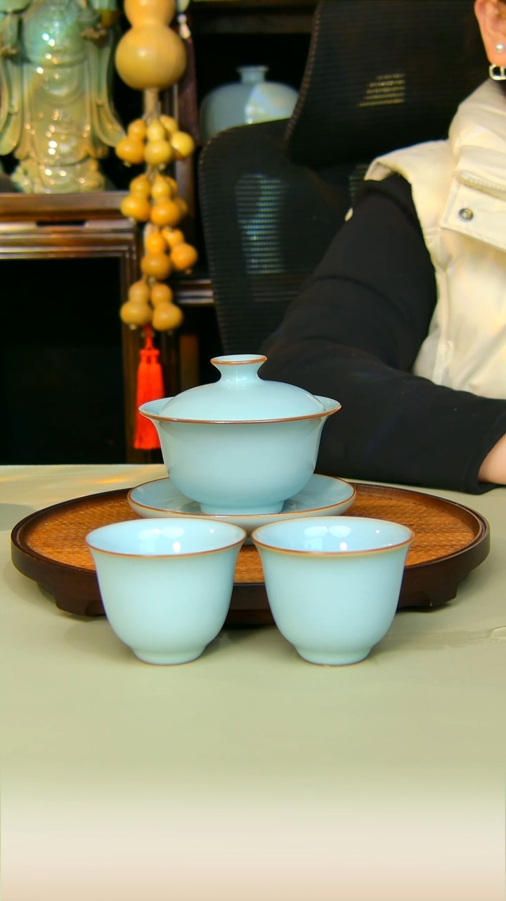 杯子元宝盖碗加两杯全手工不完美