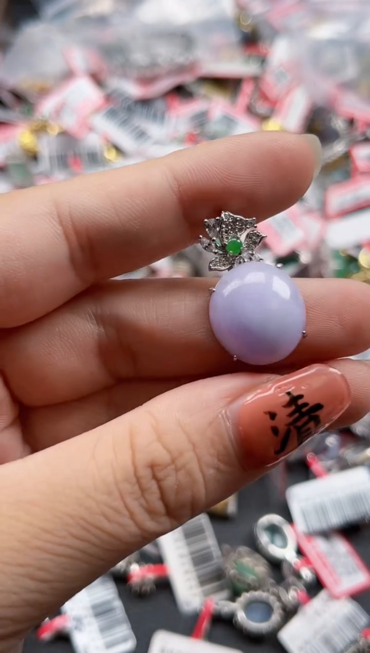 银S925镶嵌戒指翡翠天然A货缅甸翡翠