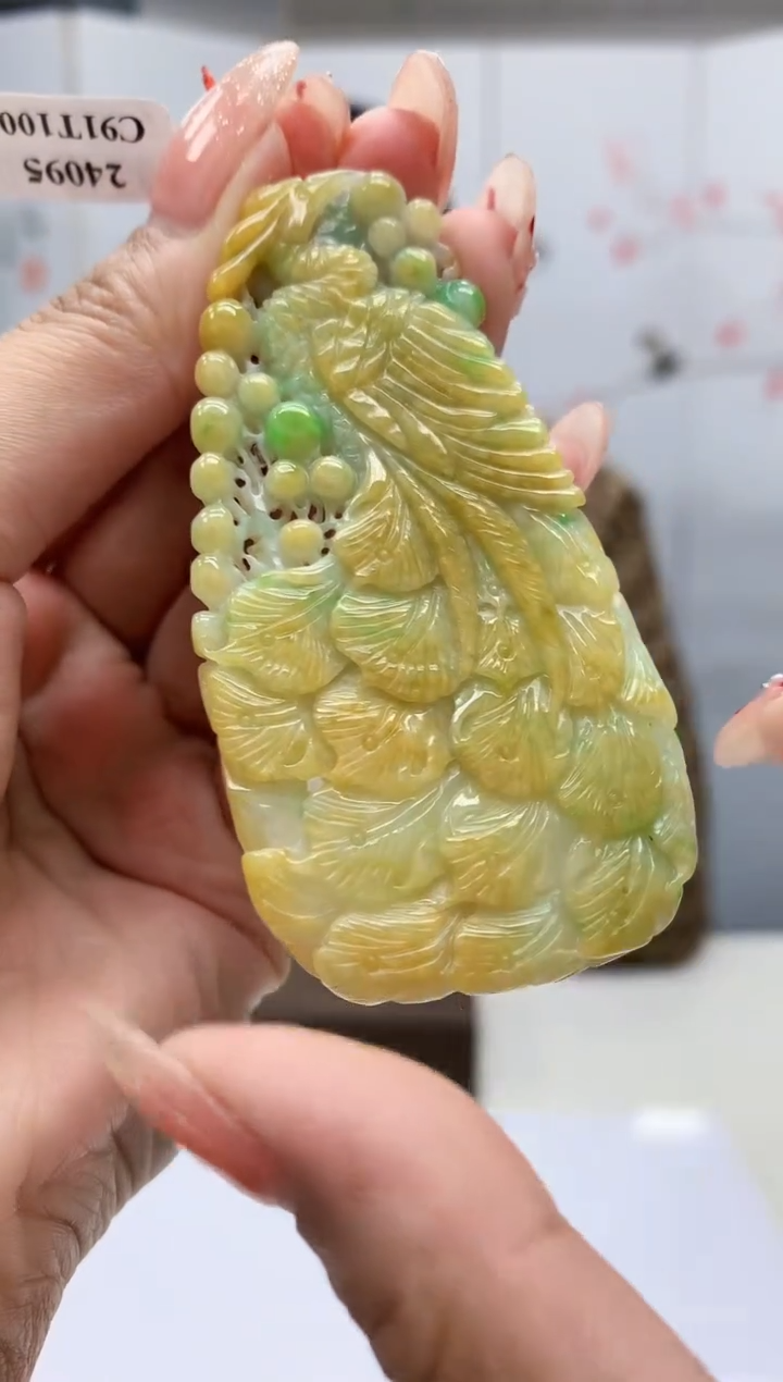 【闪购商品】定制翡翠未镶嵌4812MM-毛货挂件51