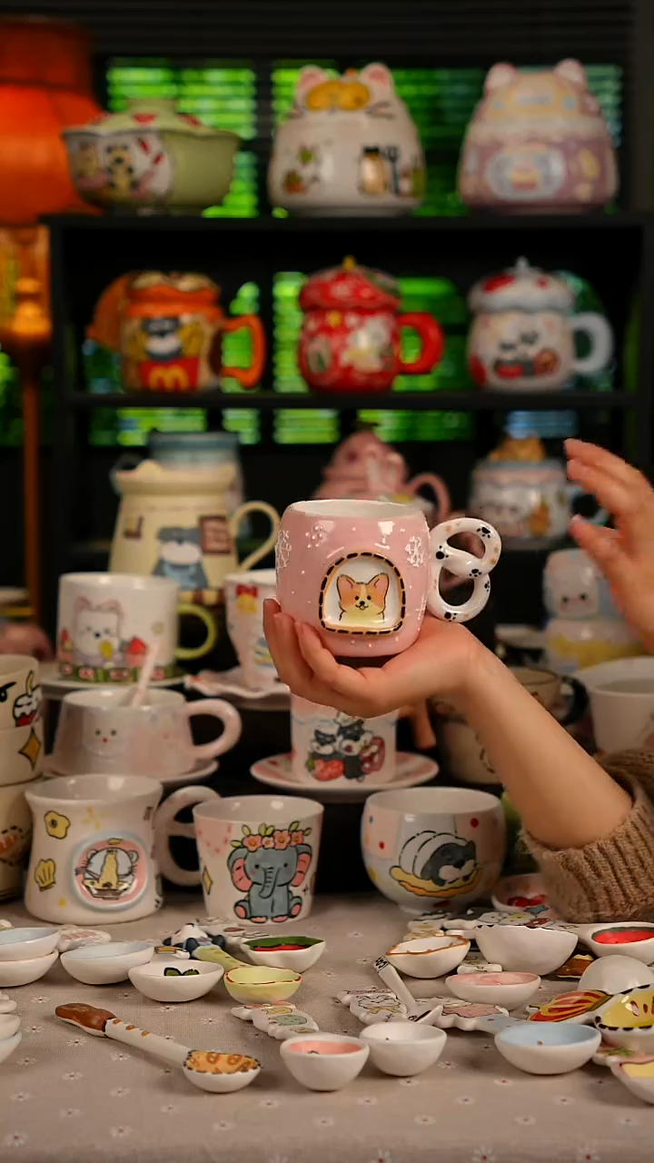 陶瓷无盖款景德镇高温釉下彩纯手绘创意瓷