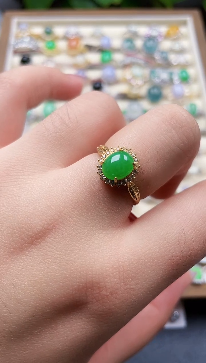 银S925镶嵌戒指翡翠228