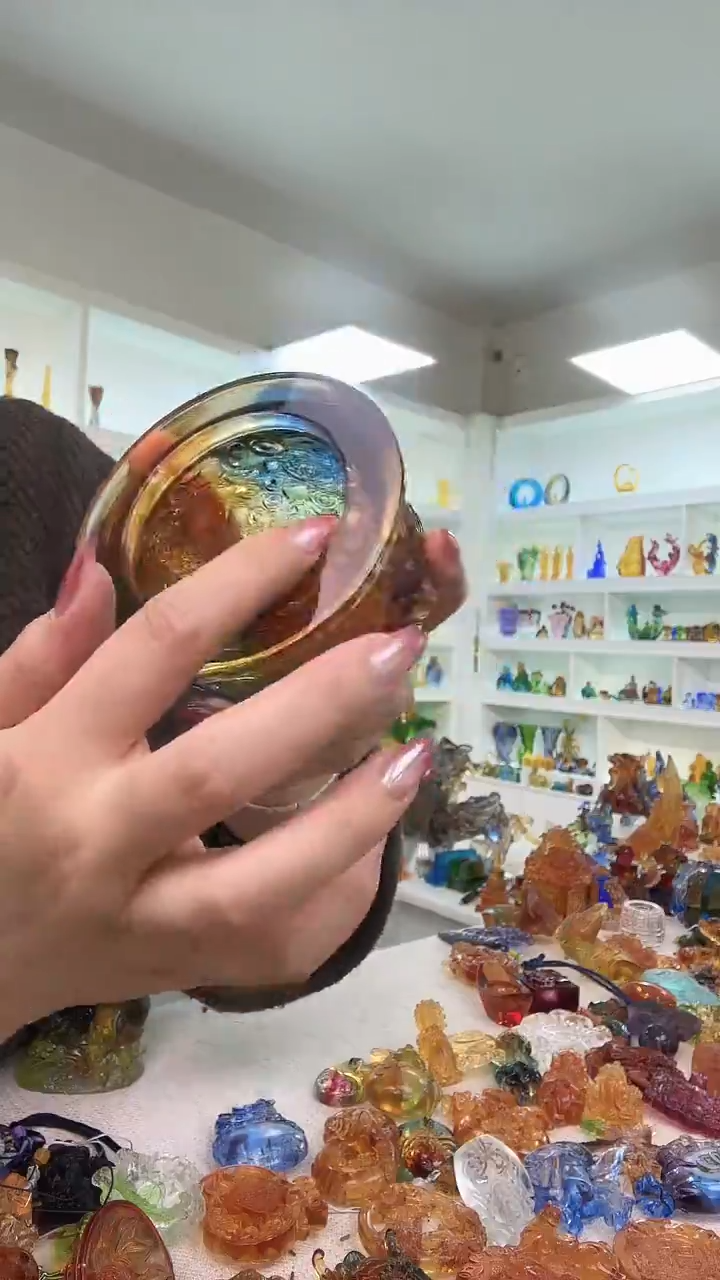手工艺品琉璃四方纳财小