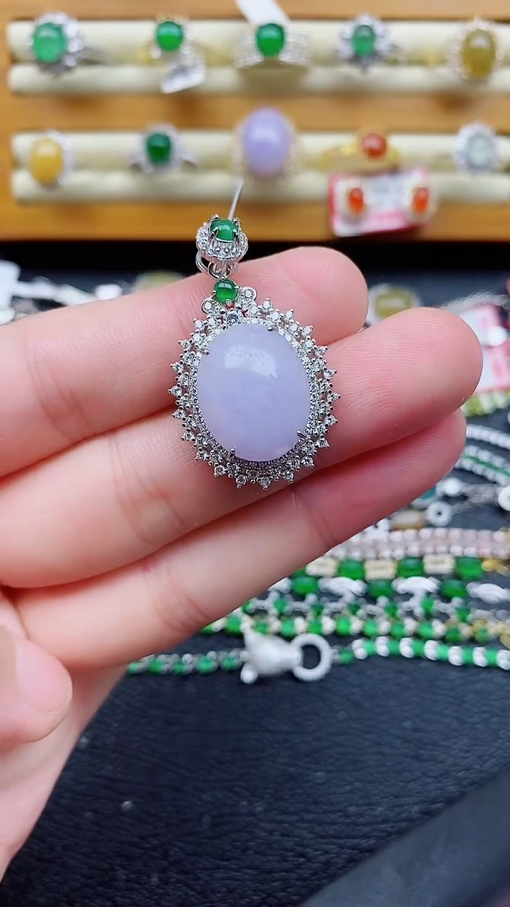 银S925镶嵌戒指翡翠1