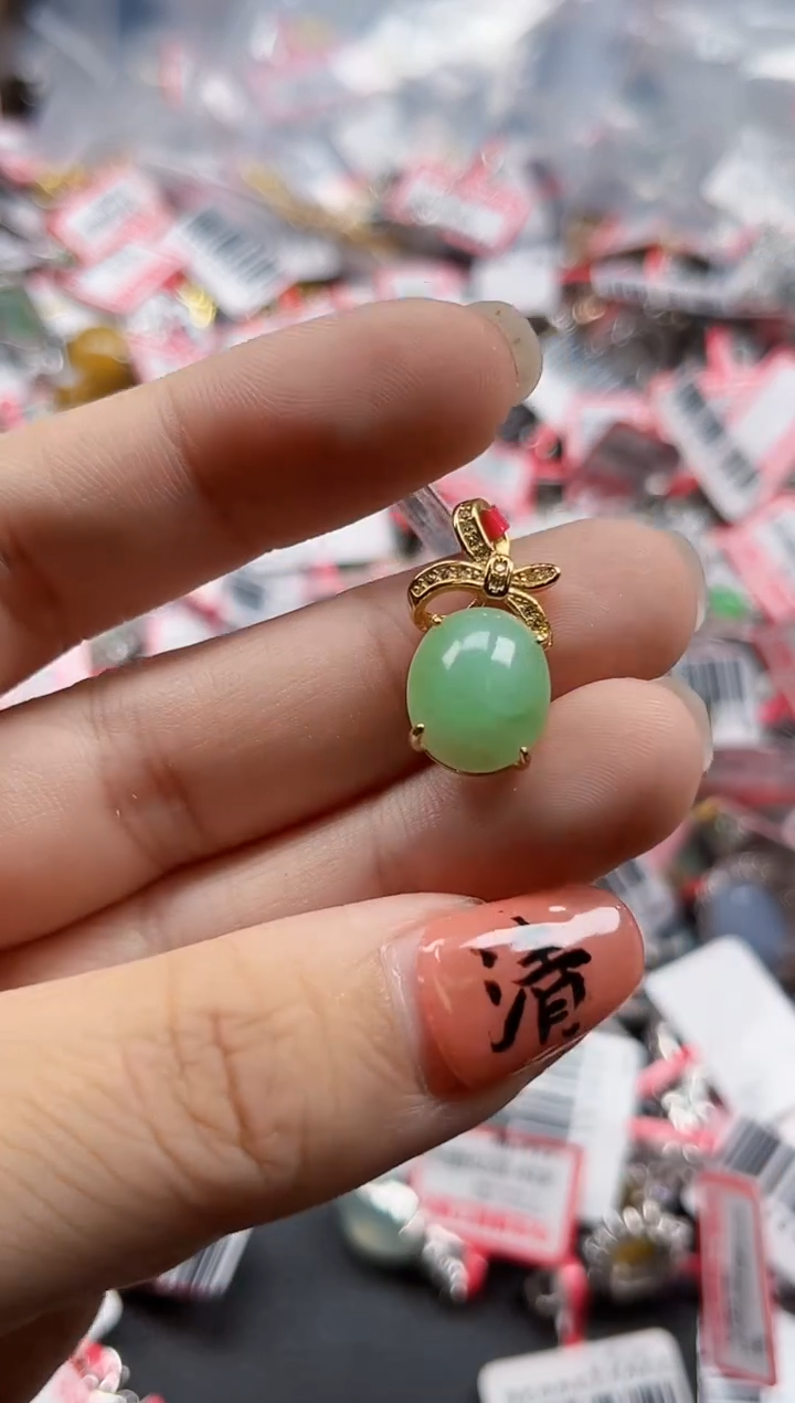 银S925镶嵌戒指翡翠天然A货缅甸翡翠