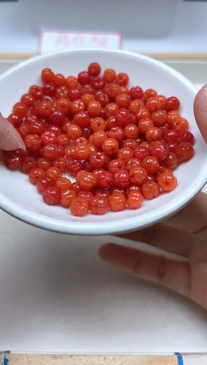 南红玛瑙散珠未镶嵌A1755满肉南红莲花珠6mm20颗9.9元