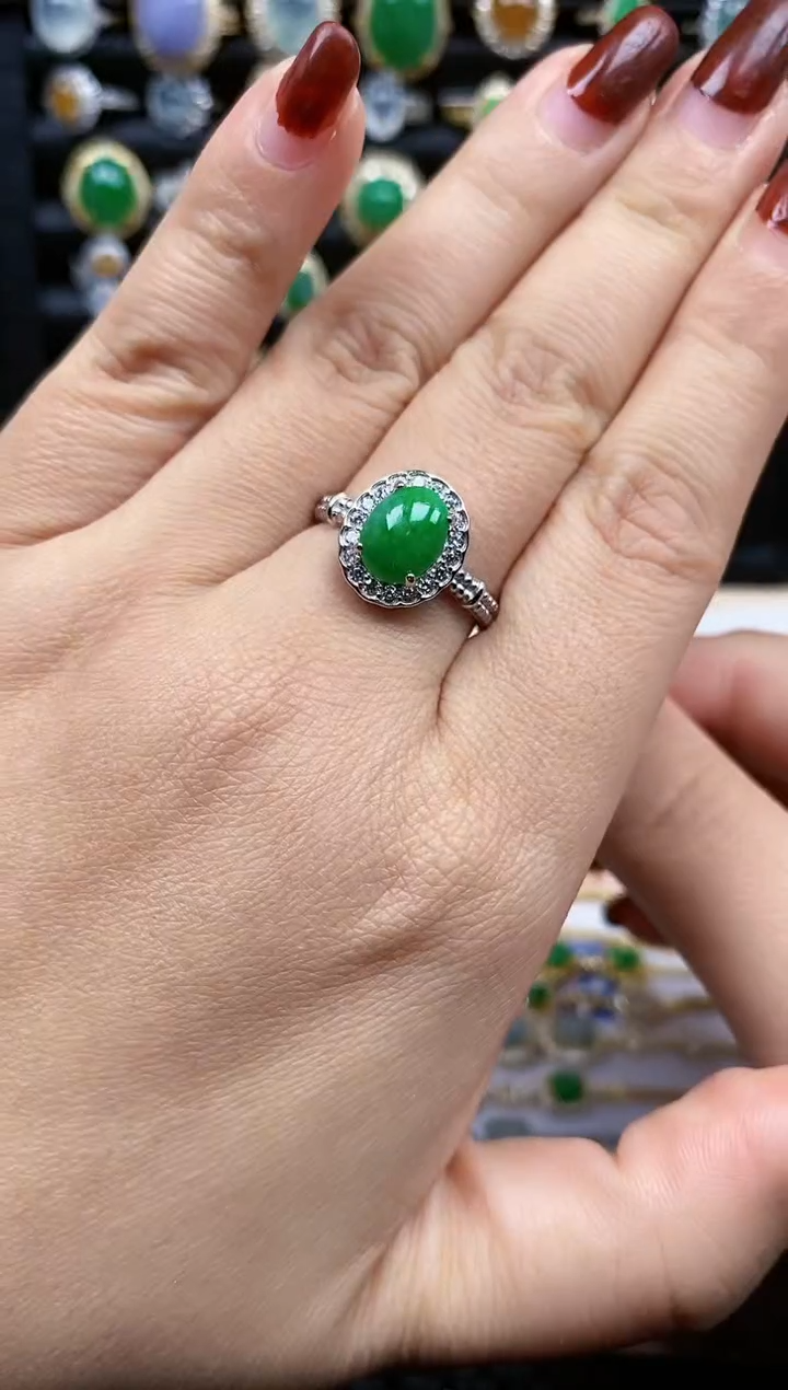 银S925镶嵌戒指翡翠346