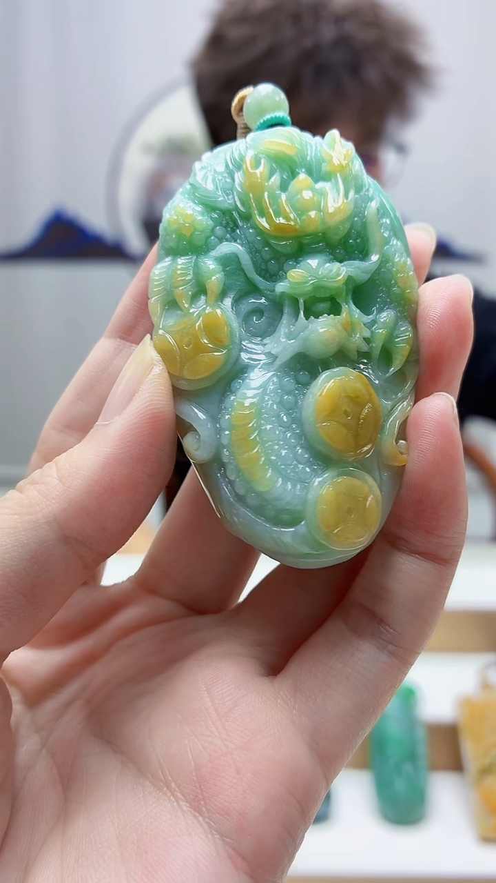 未镶嵌定制翡翠4688zm-毛货挂件龙牌17