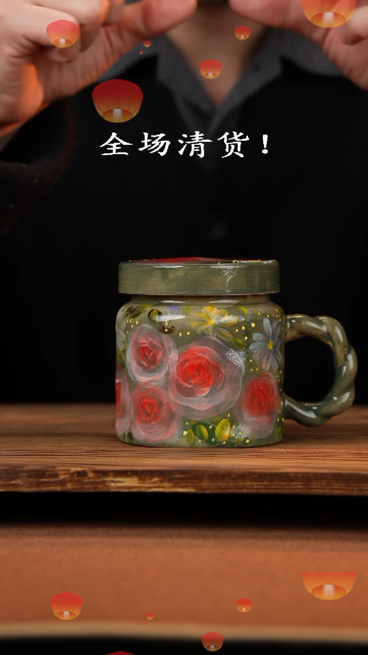 【闪购商品】杯手艺人手绘釉下彩异形器物