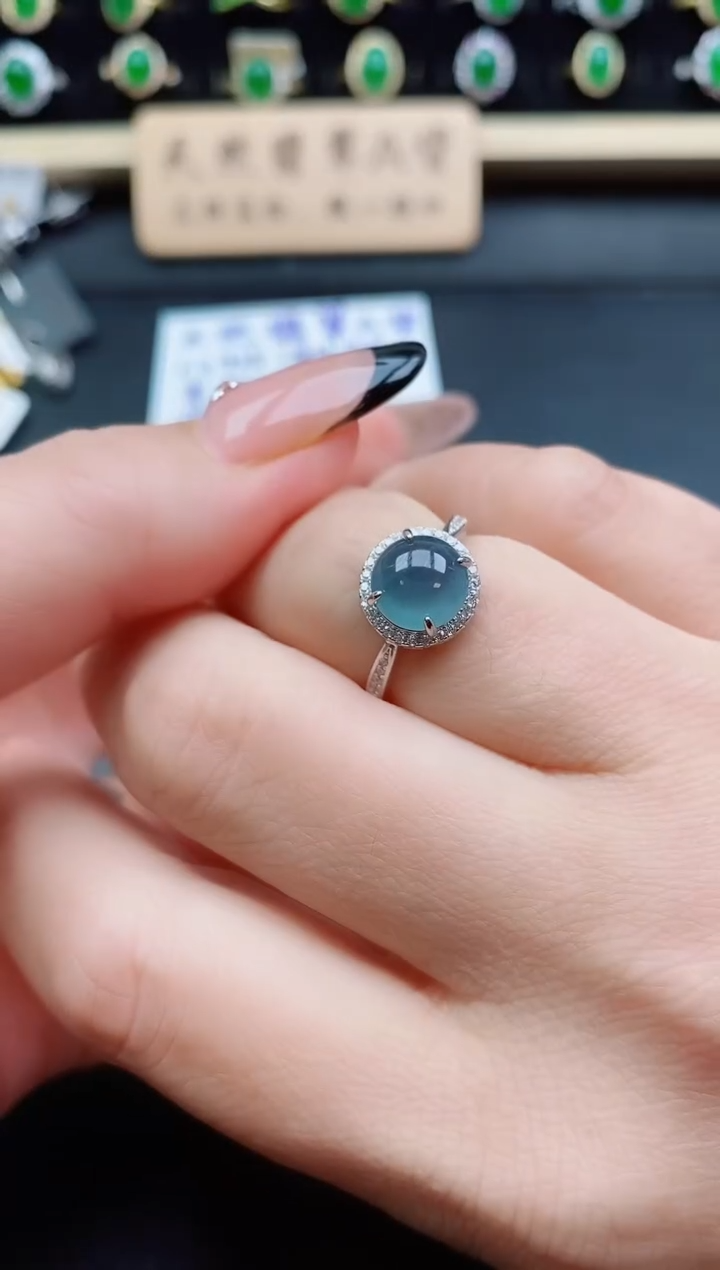 银S925镶嵌戒指翡翠1