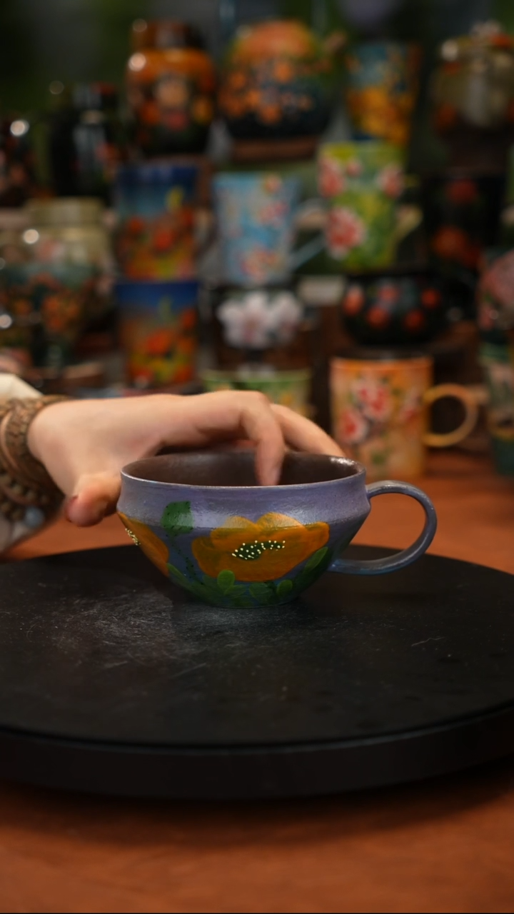 紫砂油画手绘 釉下彩