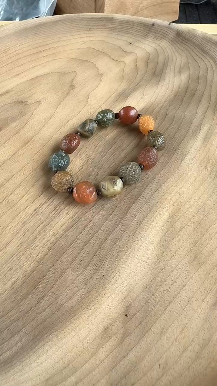 【闪购商品】玛瑙手链未镶嵌378号阿拉善地表原石玛瑙单圈手链