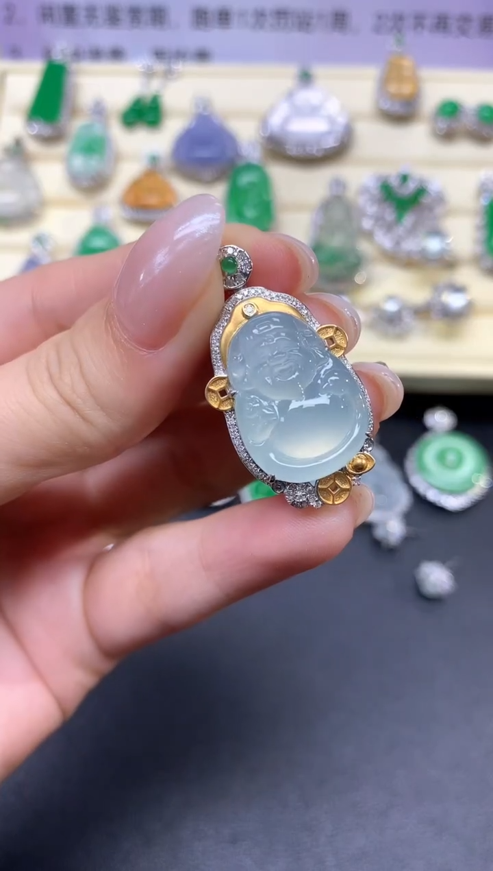 【闪购商品】翡翠吊坠(不含链)18K金镶嵌吊坠|5300+530