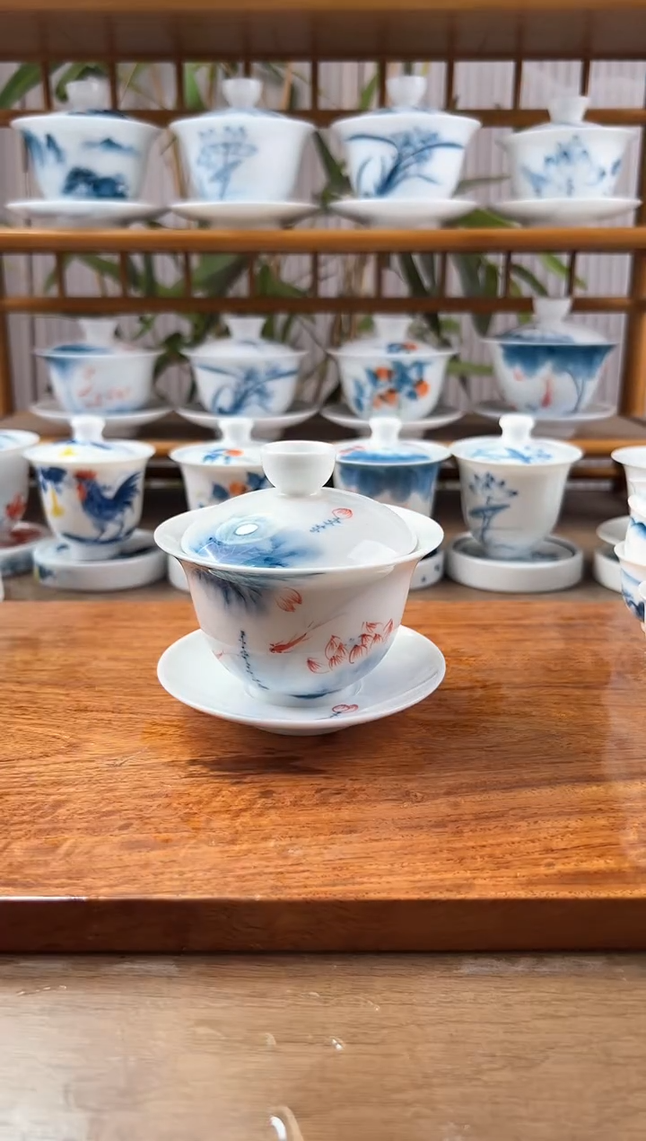 微瑕蓝莲150ml三才盖碗