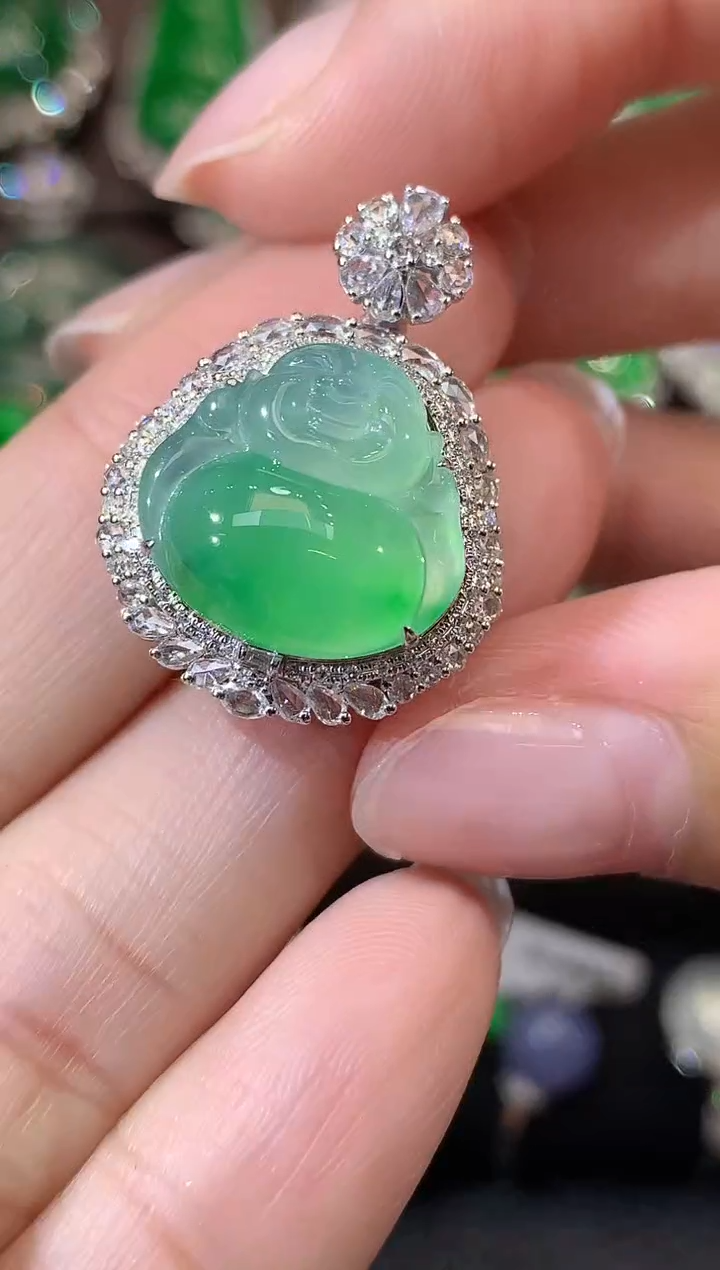 吊坠(不含链)18K金镶嵌翡翠D50