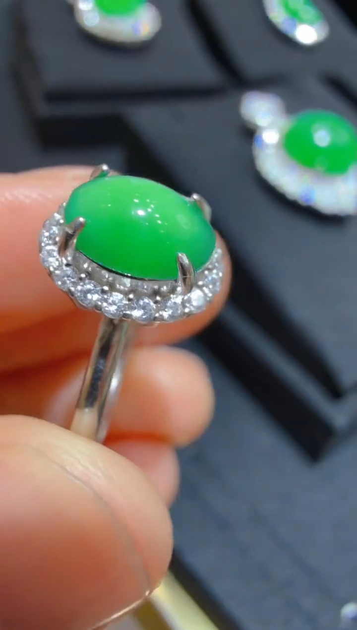 银S925镶嵌戒指翡翠多样性团购发一件