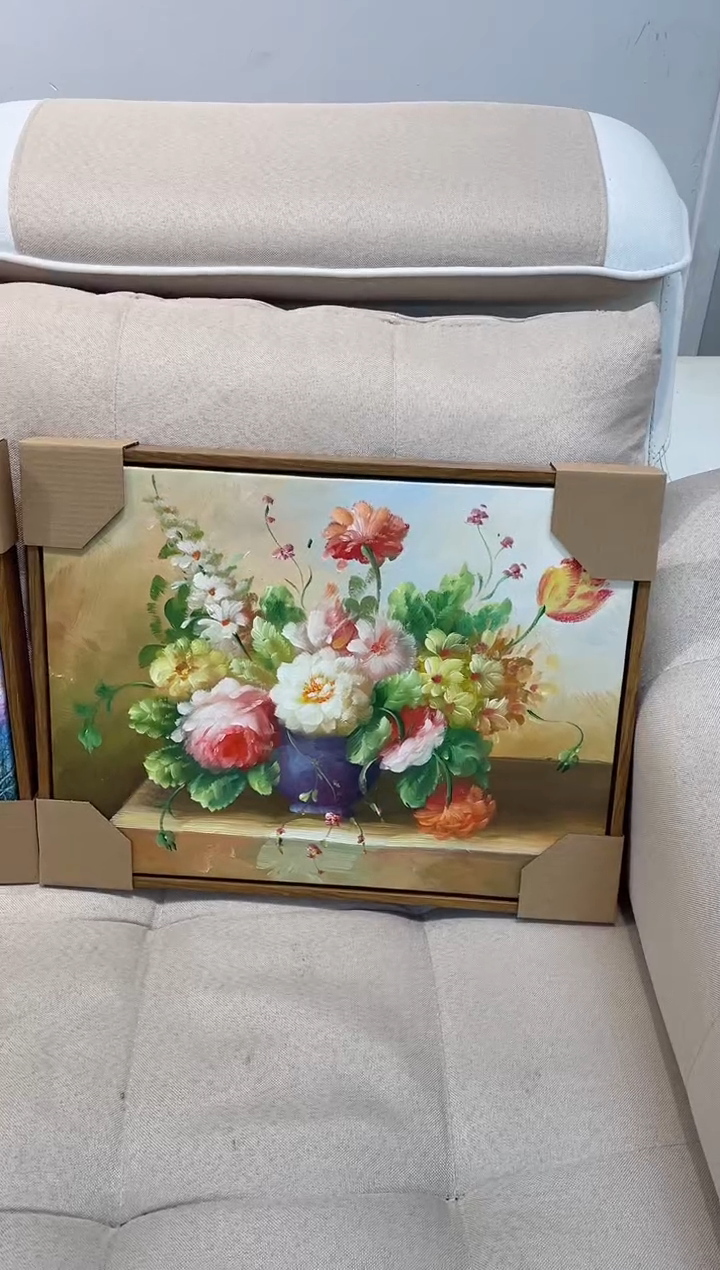 【闪购商品】油画30*40横版古典花卉含木纹画框手绘