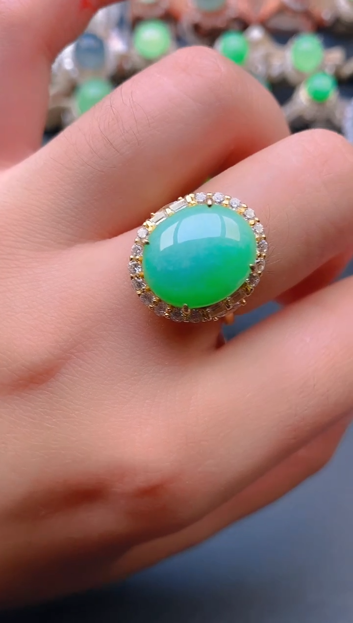 【闪购商品】翡翠戒指银S925镶嵌天然A货翡翠1