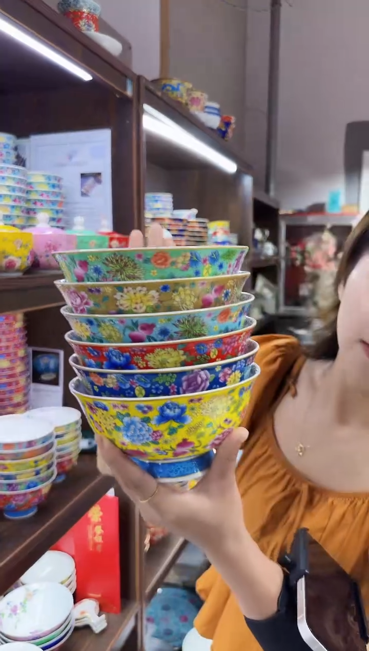 珐琅6英寸面碗6个景德镇陶瓷