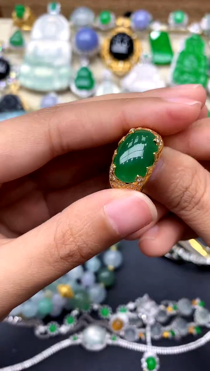 【闪购商品】翡翠戒指18K金镶嵌427-中国好珍宝