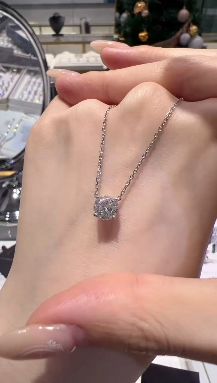 实验室培育钻石18K金镶嵌颈饰1克拉@@00035906