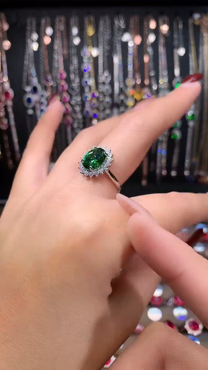 【闪购商品】透辉石戒指银S925镶嵌8.10