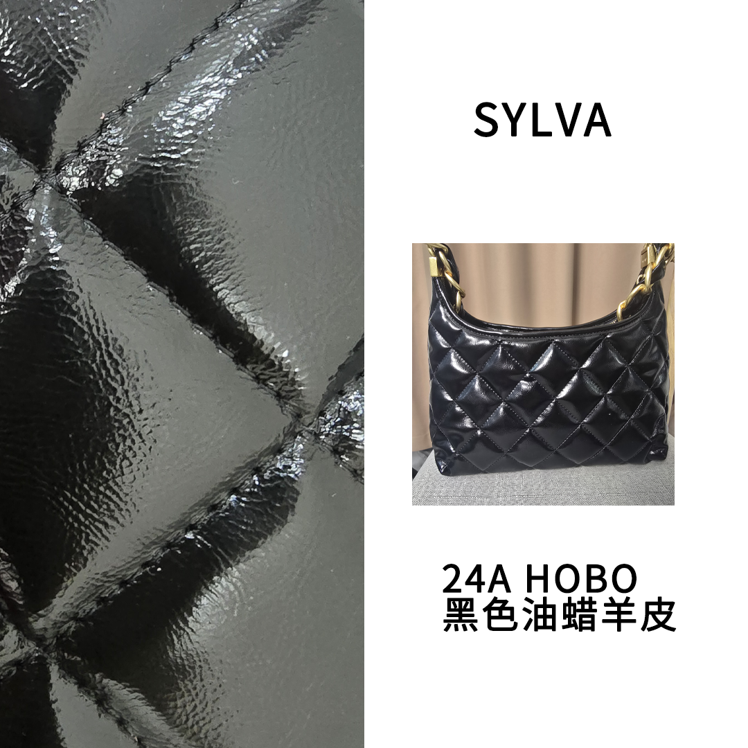 SYLVA / 黑色油蜡羊皮hobo腋下包女士