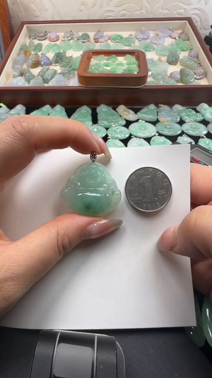吊坠(不含链)18K金镶嵌翡翠佛公