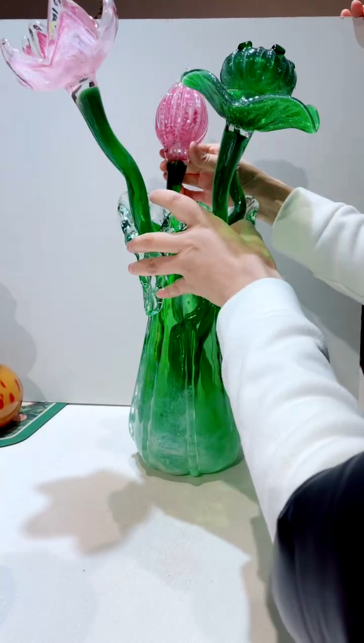 【闪购商品】琉璃手工艺品琉璃荷花4件套  不含瓶