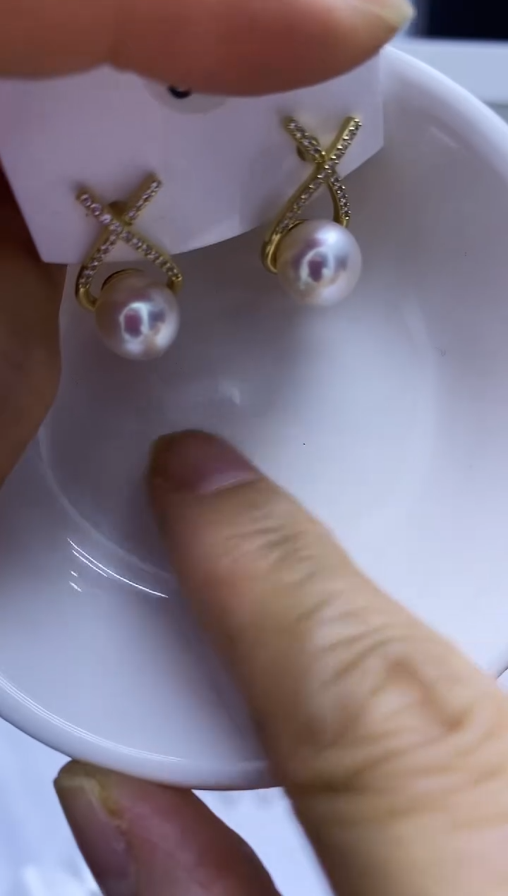 银S925镶嵌耳饰海水珍珠98