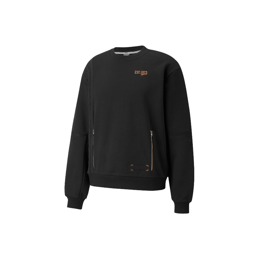 PUMA彪马卫衣LOGO刺绣圆领休闲拉链口袋卫衣男款黑色532207