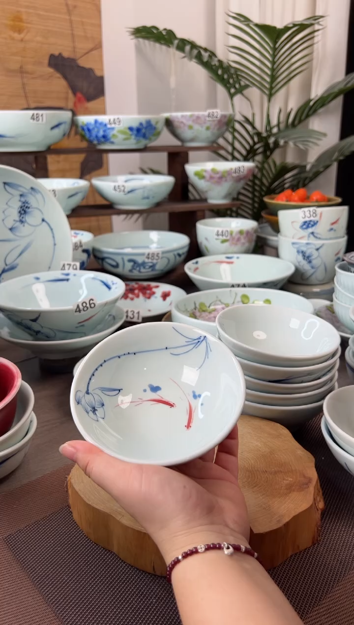 明舟中暇福利画鱼5寸高足碗（随机图案单只装）