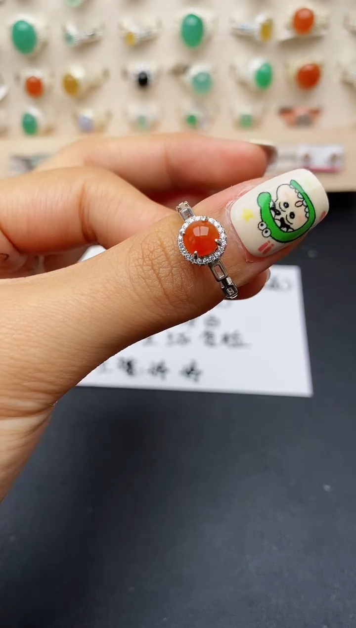 【闪购商品】翡翠戒指银S925镶嵌缅甸翡翠