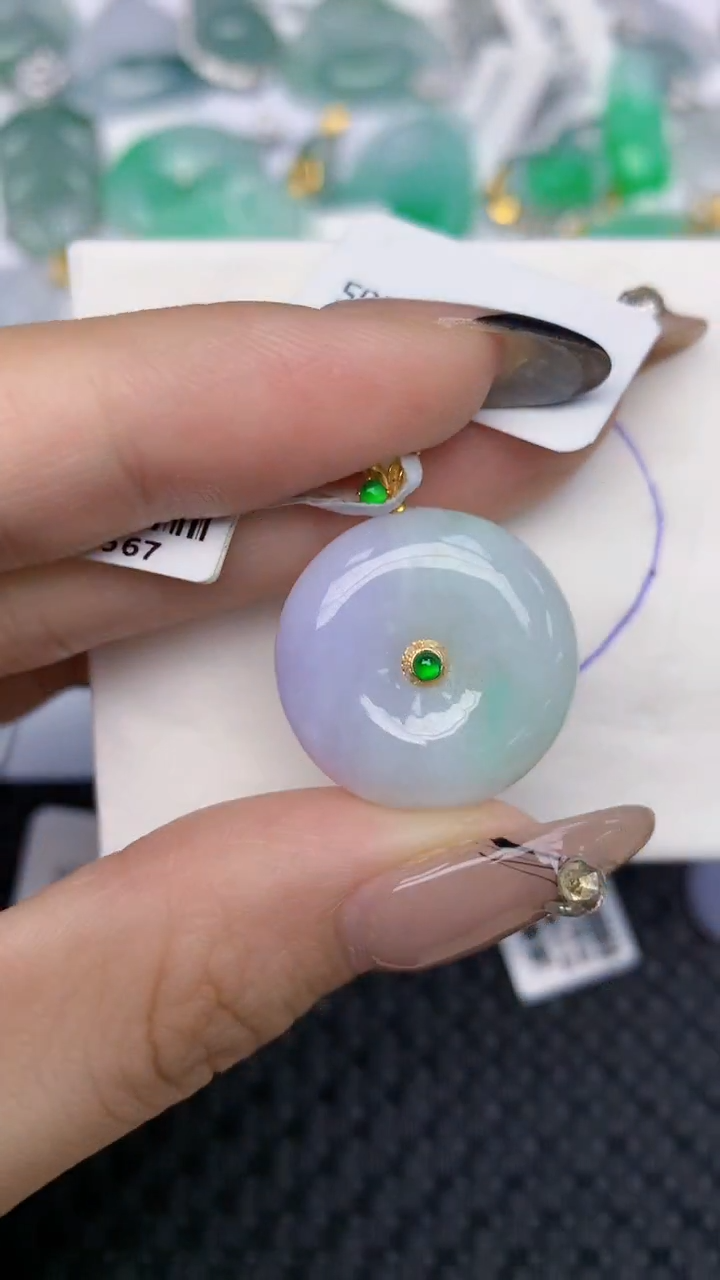 颈饰18K金镶嵌翡翠天然缅甸翡翠a货百元以上9元证书费自理