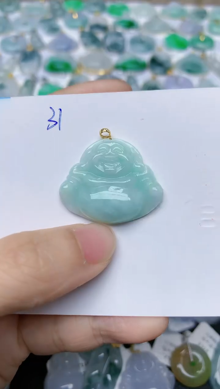 【闪购商品】翡翠颈饰18K金镶嵌天然翡翠A货    